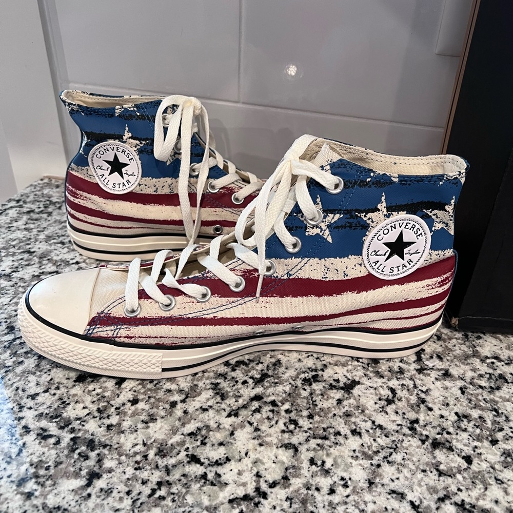 CONVERSE American flag shoes high top canvas womens 13 mens 11 NIB